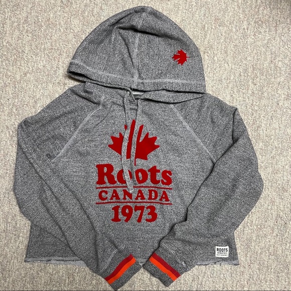 Roots Tops - cropped roots salt and pepper hoodie